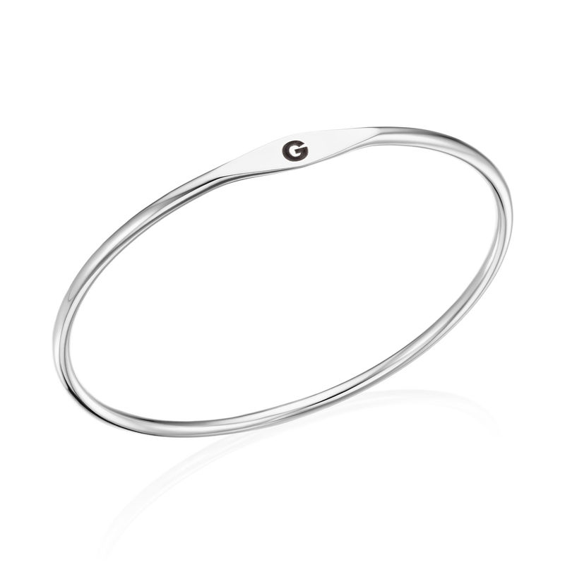 Initial Bangle Bracelet in Sterling Silver - 1 product photo