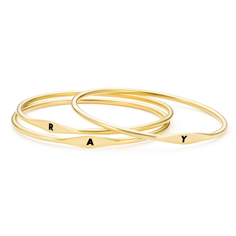 Initial Bangle Bracelet in Gold Plating - 2 product photo