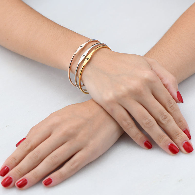 Initial Bangle Bracelet in Gold Plating - 4 product photo