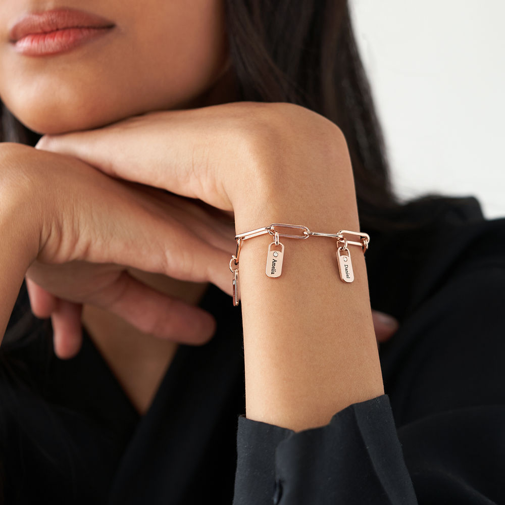 Rory Bracelet with Diamond Custom Charms in 18K Rose Gold Plating - 1 product photo
