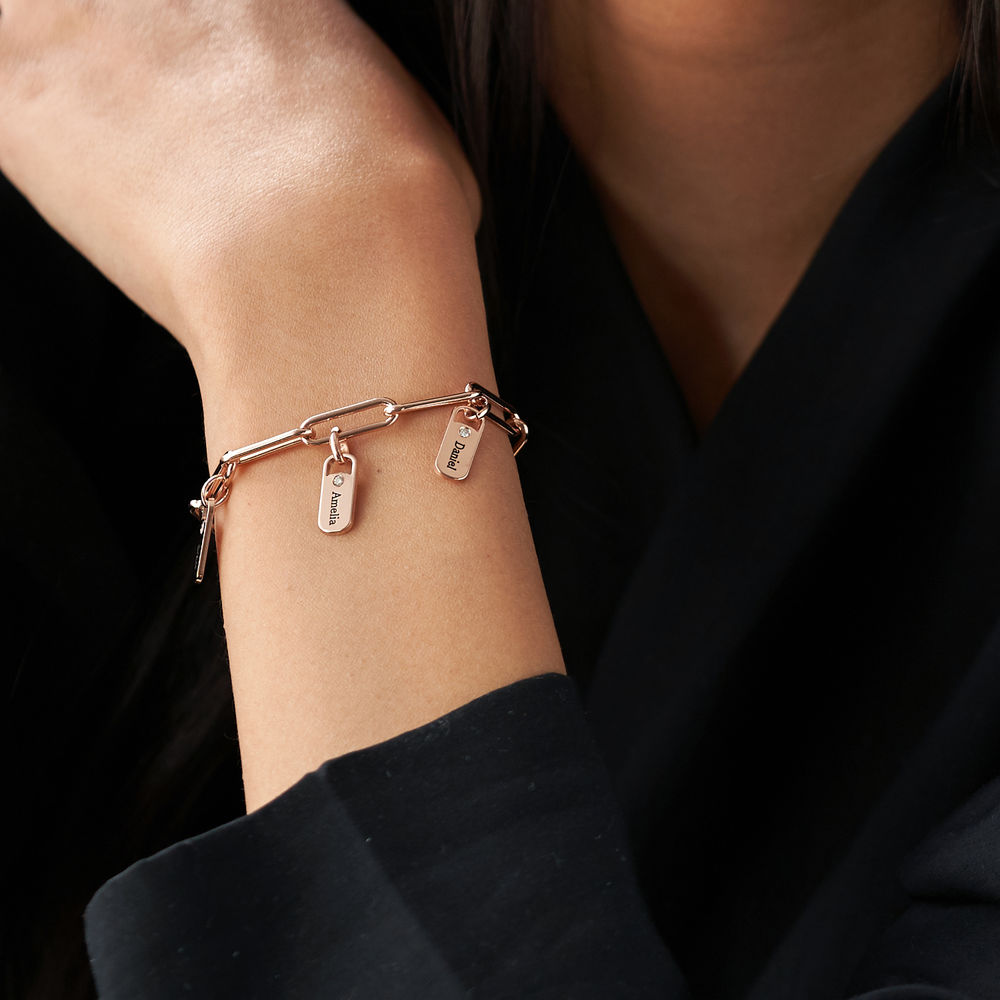 Rory Bracelet with Diamond Custom Charms in 18K Rose Gold Plating - 2 product photo