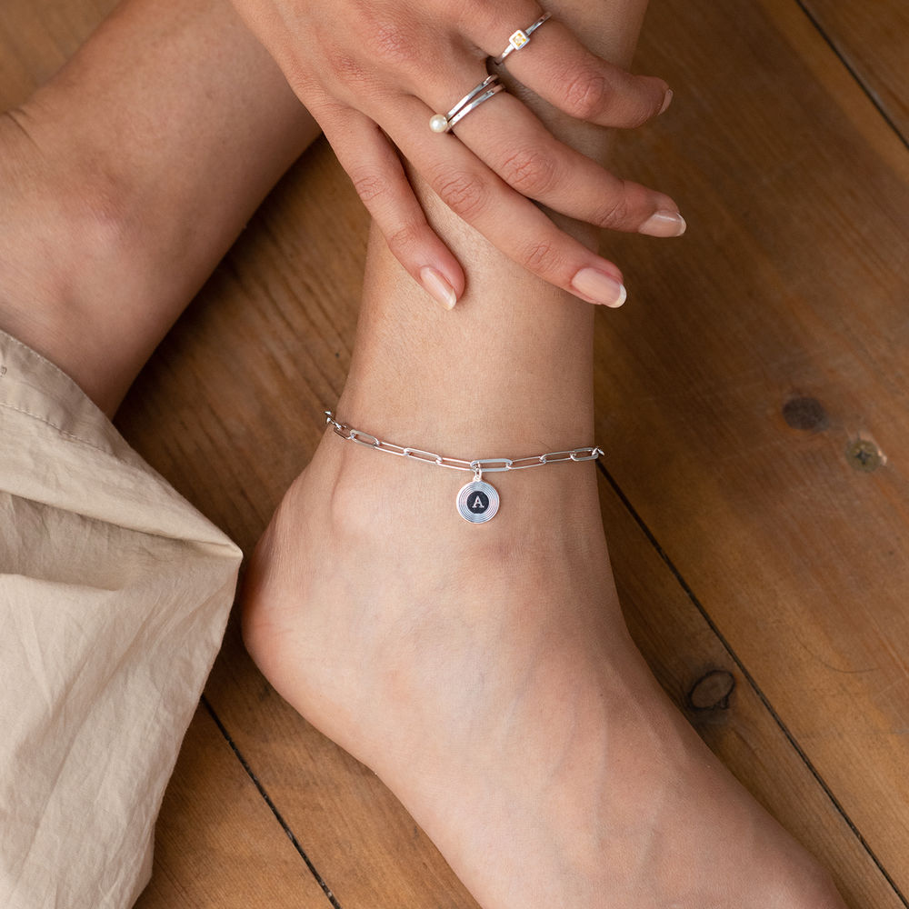 Odeion Initial Link Chain Bracelet / Anklet in Sterling Silver - 2 product photo