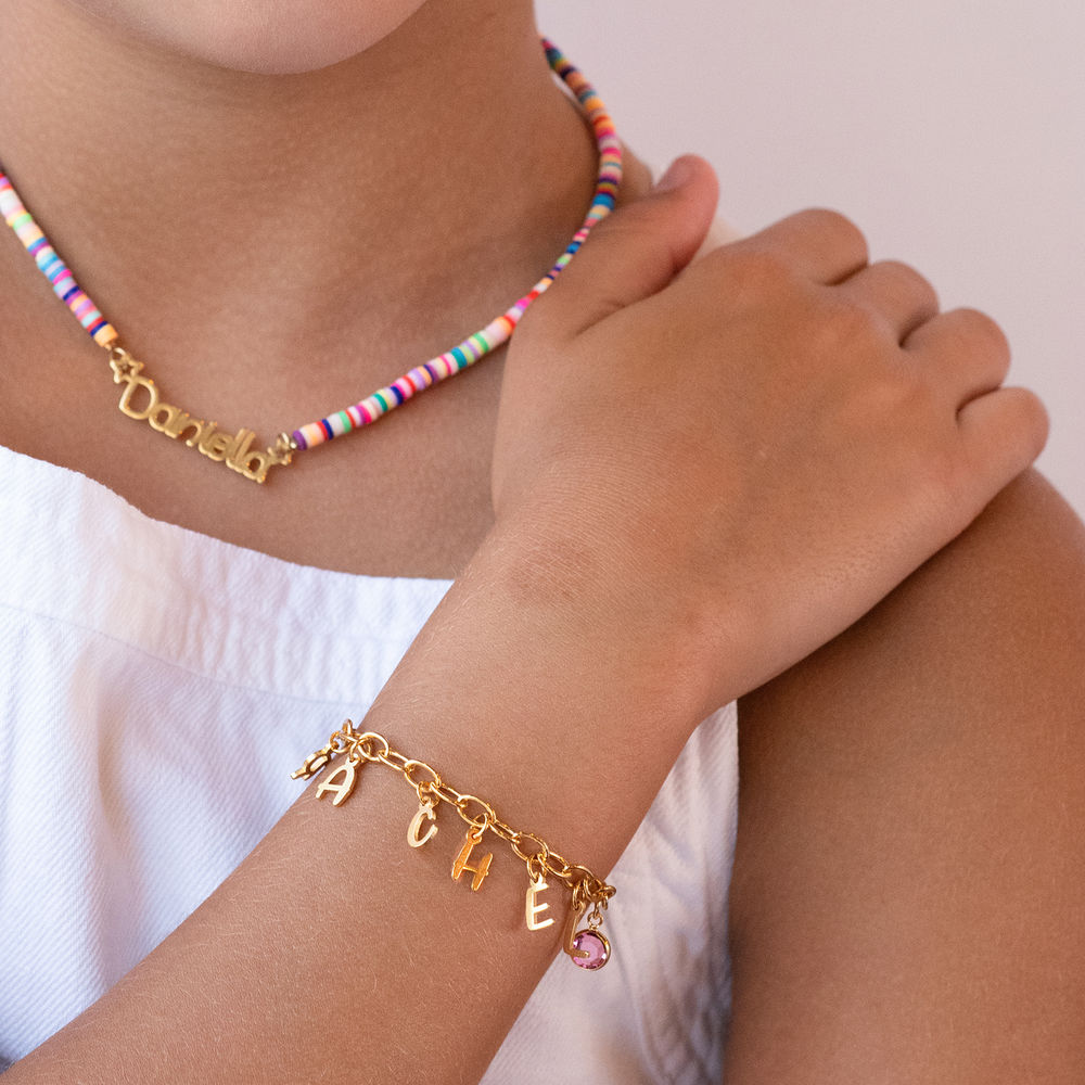 Letter Charm Bracelet for Girls in Gold Plating - 1 product photo