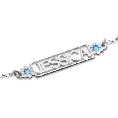 Cut Out Name Bracelet with Birthstones - 1 product photo