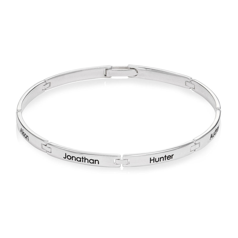 Men Bracelet With Multiple Name Engravings in Silver  product photo