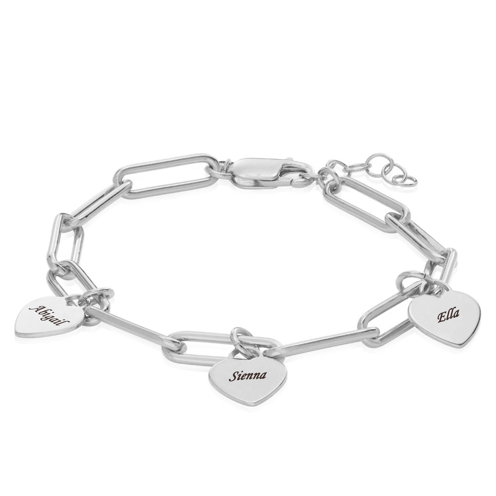 Rory Chain Link Bracelet with Custom Heart Charms in Sterling Silver - 1 product photo