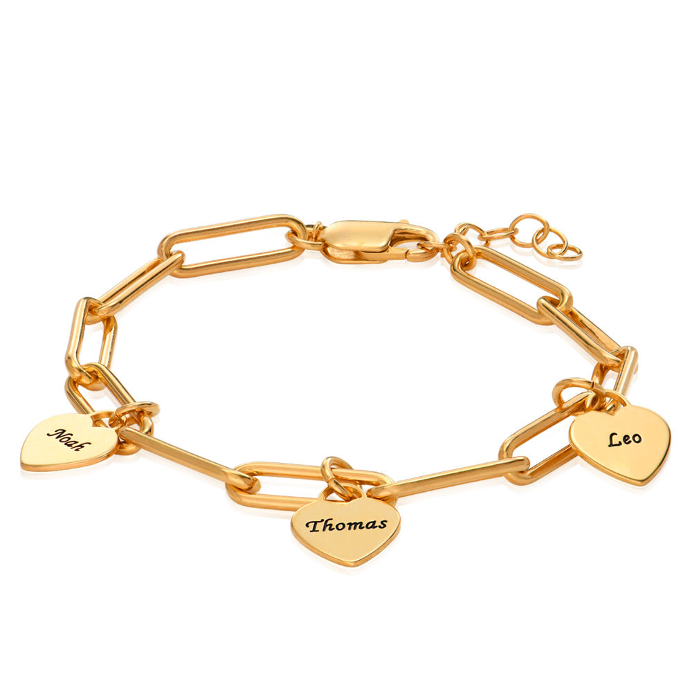 Rory Chain Link Bracelet with Custom Heart Charms in 18k Gold Plating - 1 product photo