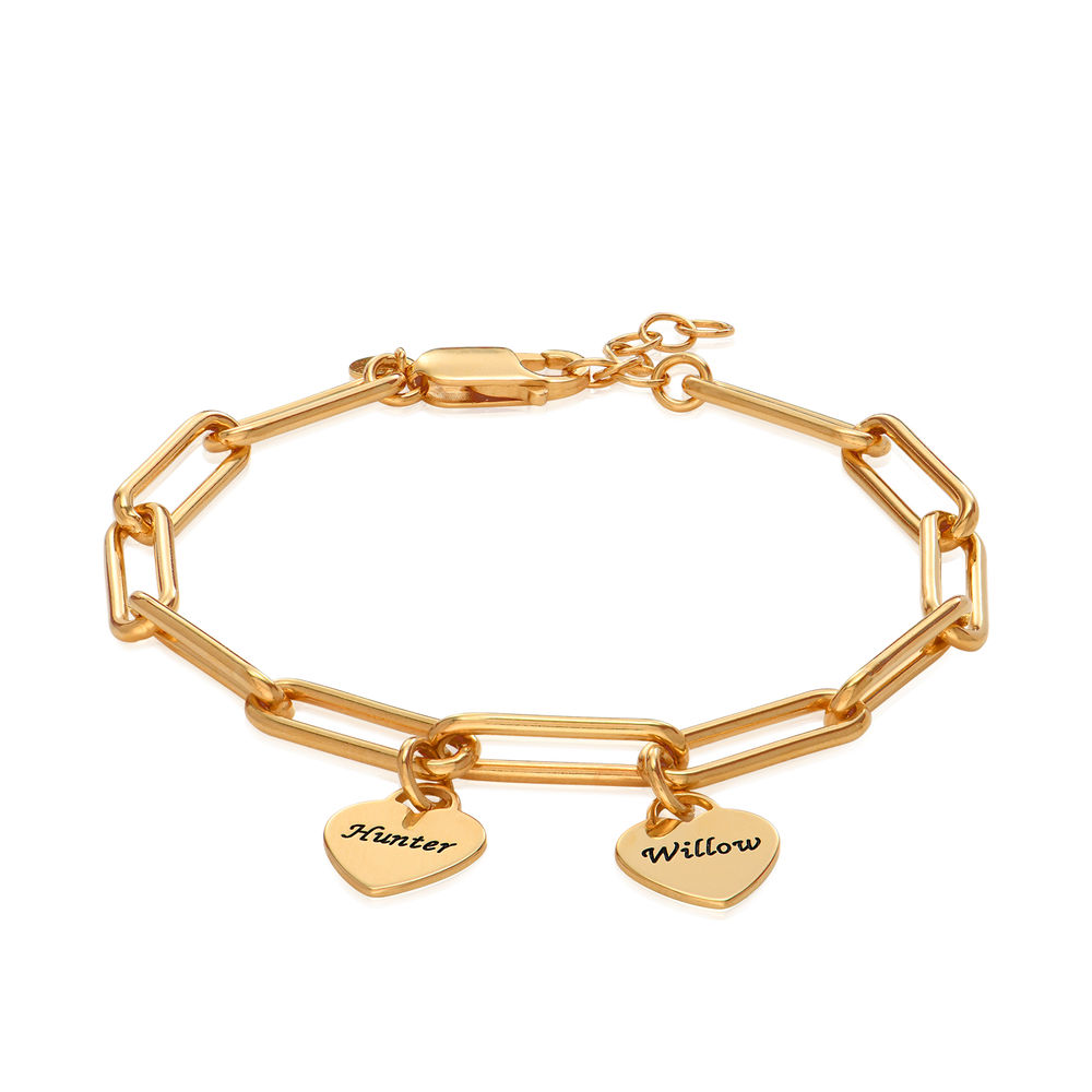 Rory Chain Link Bracelet with Custom Heart Charms in 18K Gold Vermeil - 1 product photo