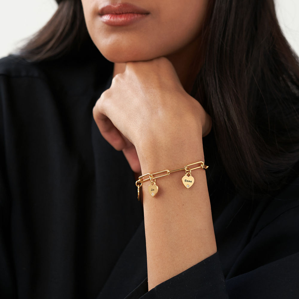 Rory Bracelet With Custom Diamond Heart Charms in 18K Gold Vermeil - 2 product photo