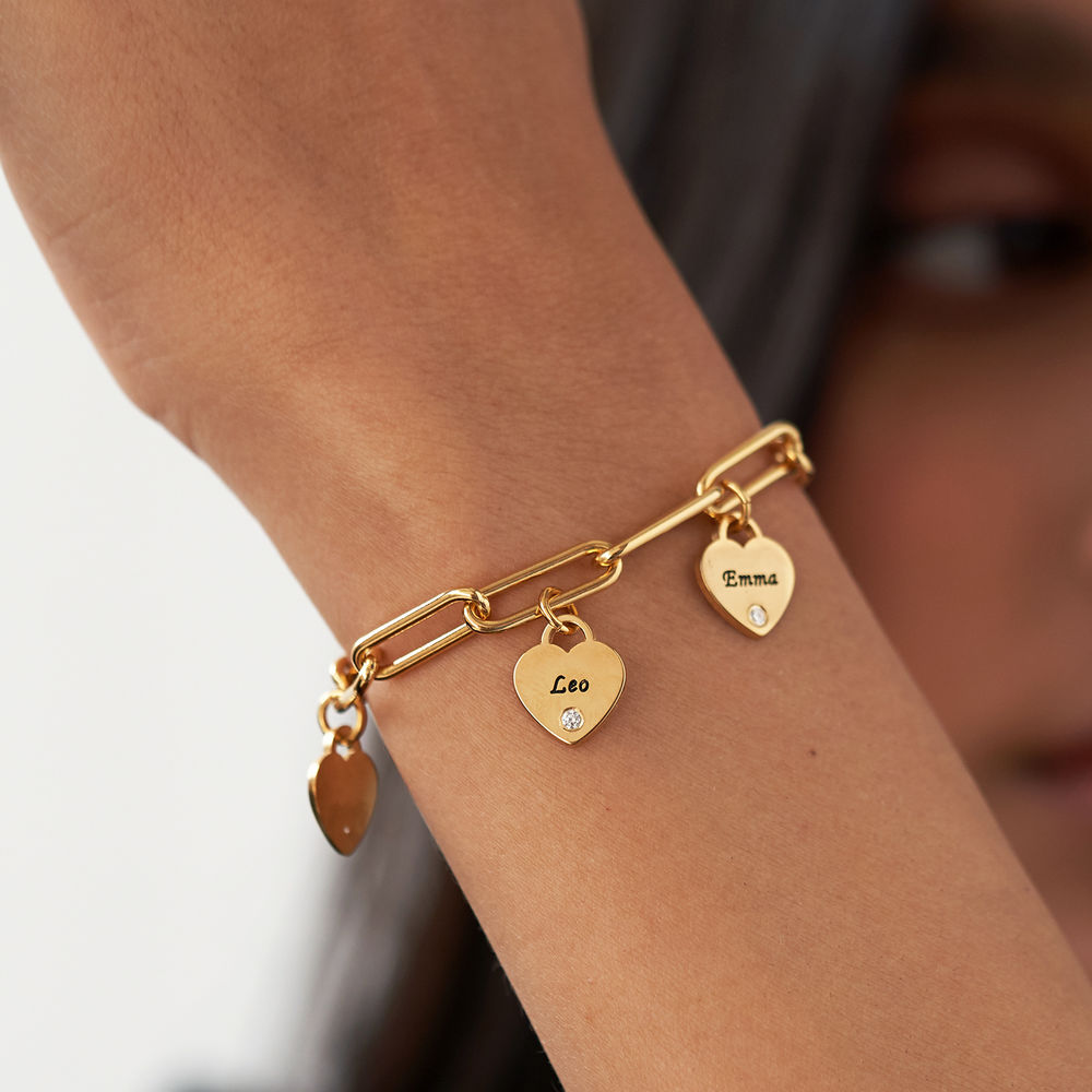 Rory Bracelet With Custom Diamond Heart Charms in 18K Gold Vermeil - 3 product photo