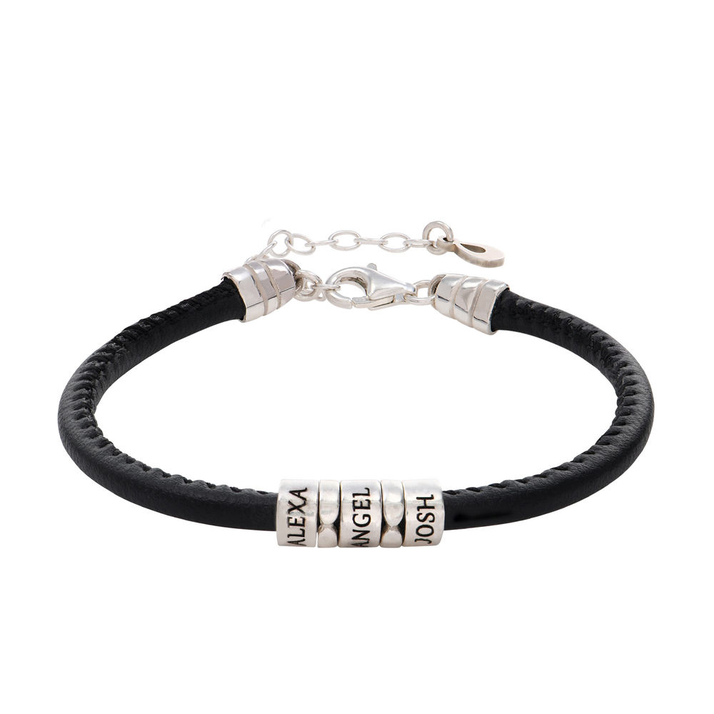 The Vegan-Leather Bracelet  with Sterling Silver Beads - 1 product photo