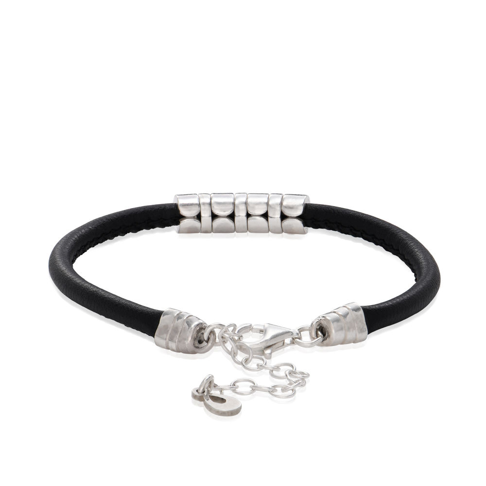 The Vegan-Leather Bracelet  with Sterling Silver Beads - 2