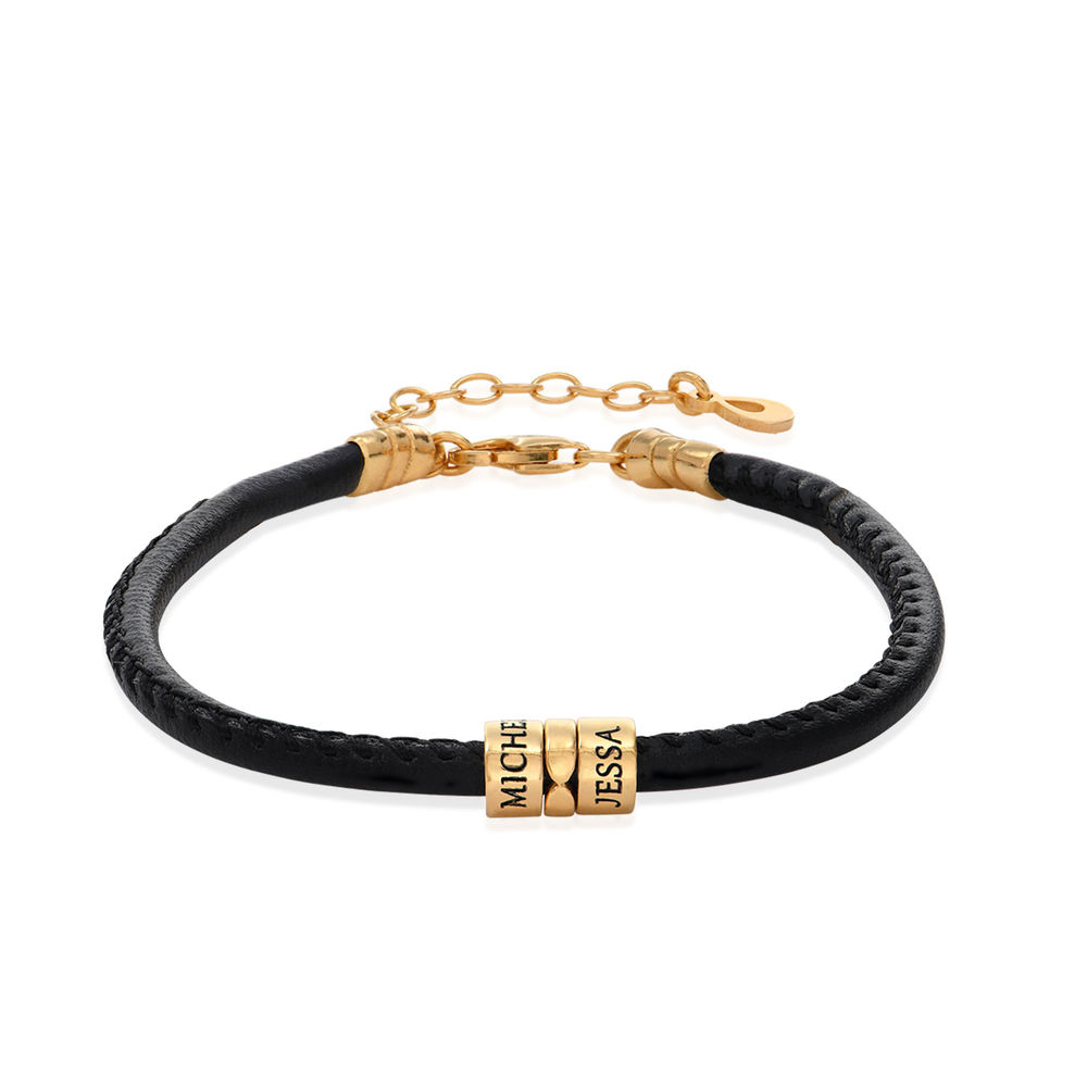 The Vegan-Leather Bracelet with 18K Gold Plated Beads - 1 product photo