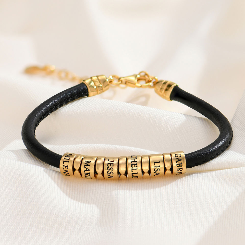 The Vegan-Leather Bracelet  with 18K Gold Vermeil Beads - 2 product photo