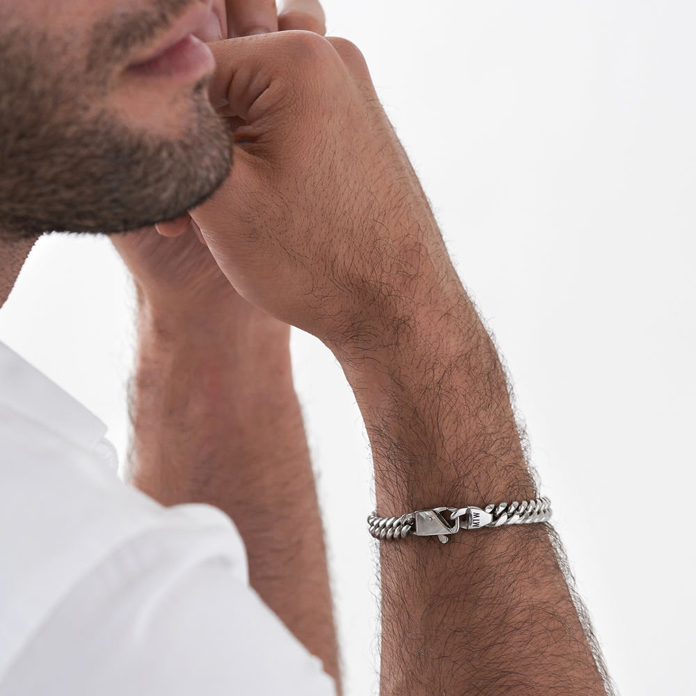 Initial Cuban Chain Bracelet for Men - 4