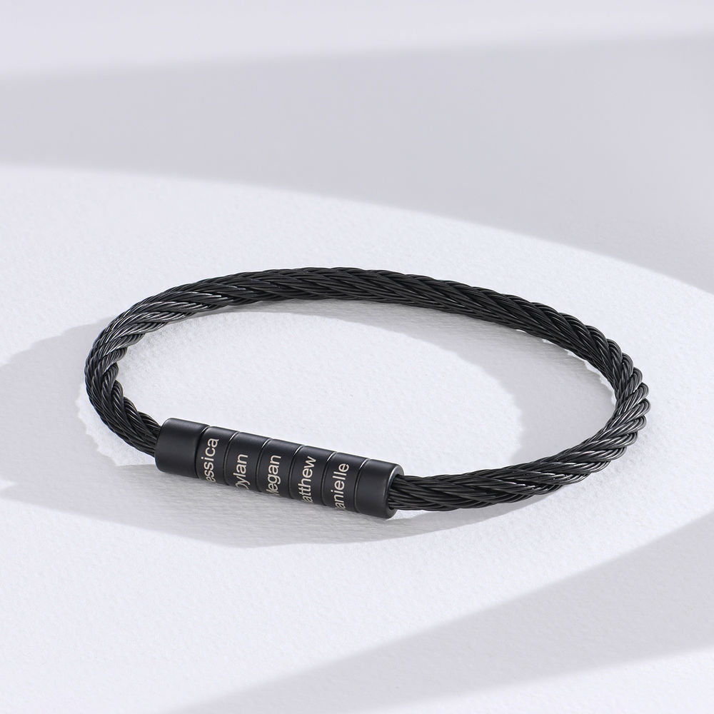 Engraved Twisted Cable Men Bracelet in Black Stainless Steel - 1 product photo