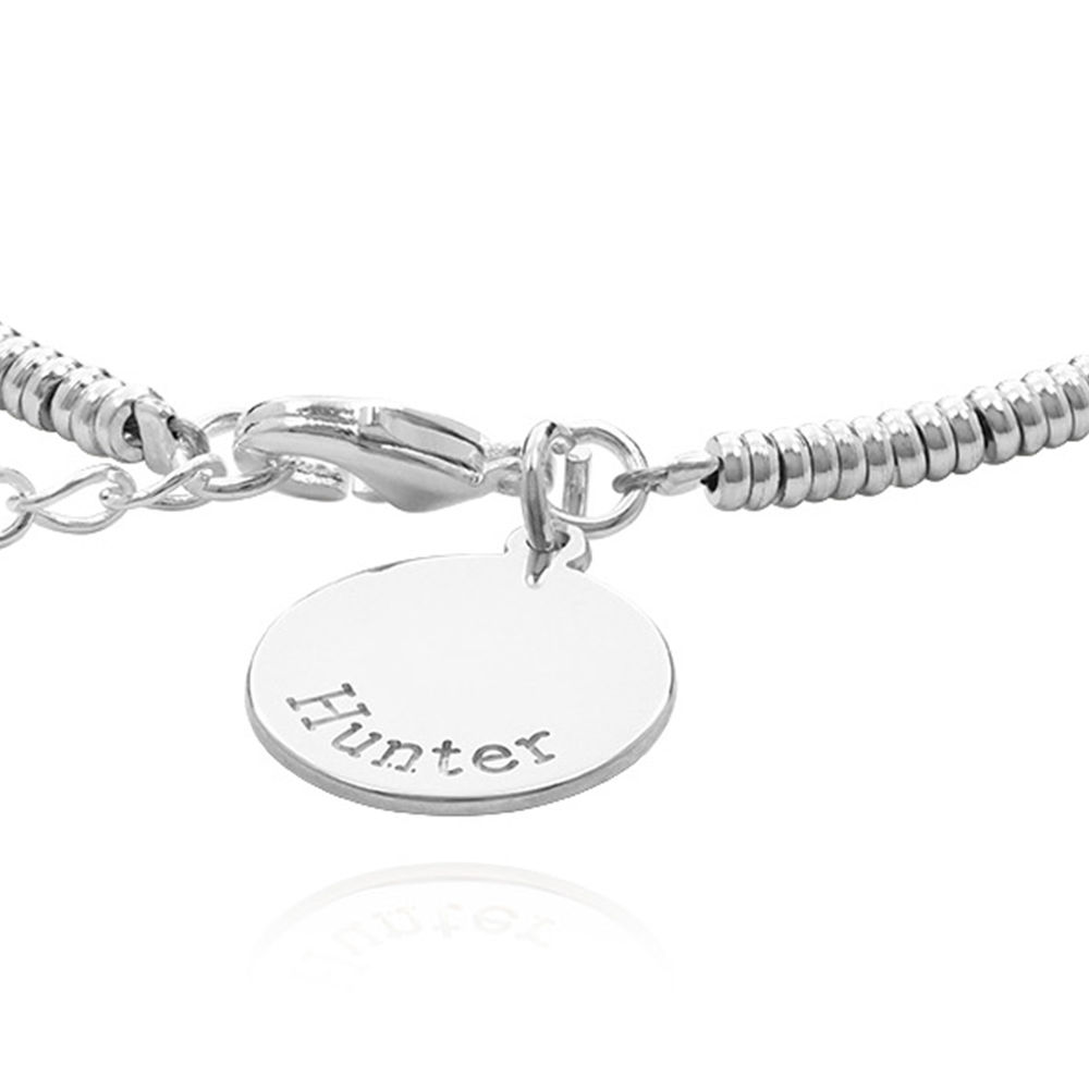 Sea Breeze  Beads Bracelet/Anklet With Engraved Pendant in Sterling Silver - 1 product photo