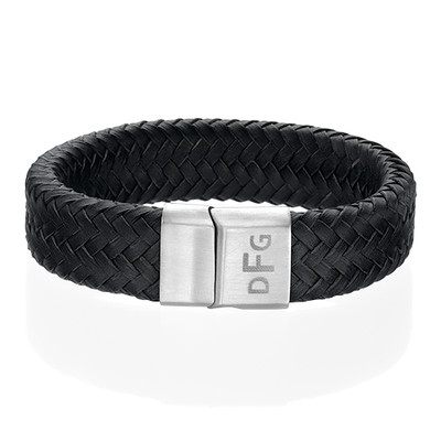 Large Woven Leather Initials Bracelet for Men