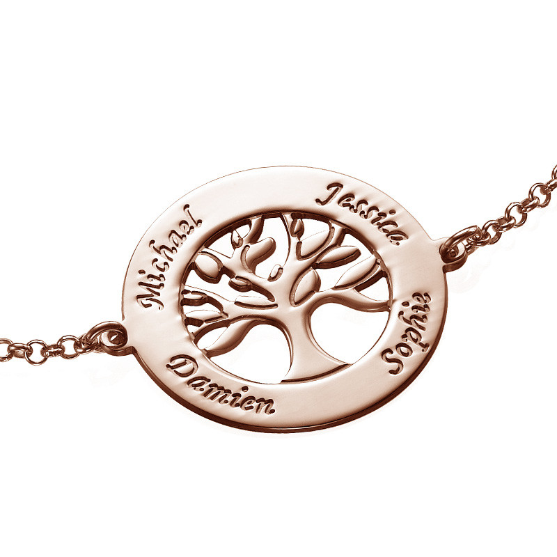 Family Tree Bracelet with Engraving - Rose Gold Plated - 1