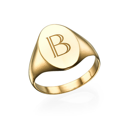 Initial Signet Ring - 18k Gold Plated