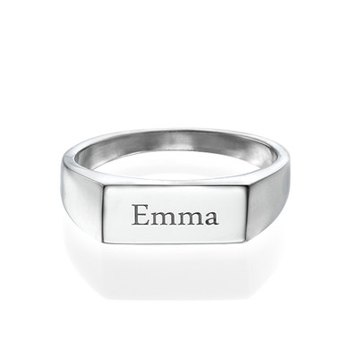 Engraved Signet Ring in Sterling Silver - 1