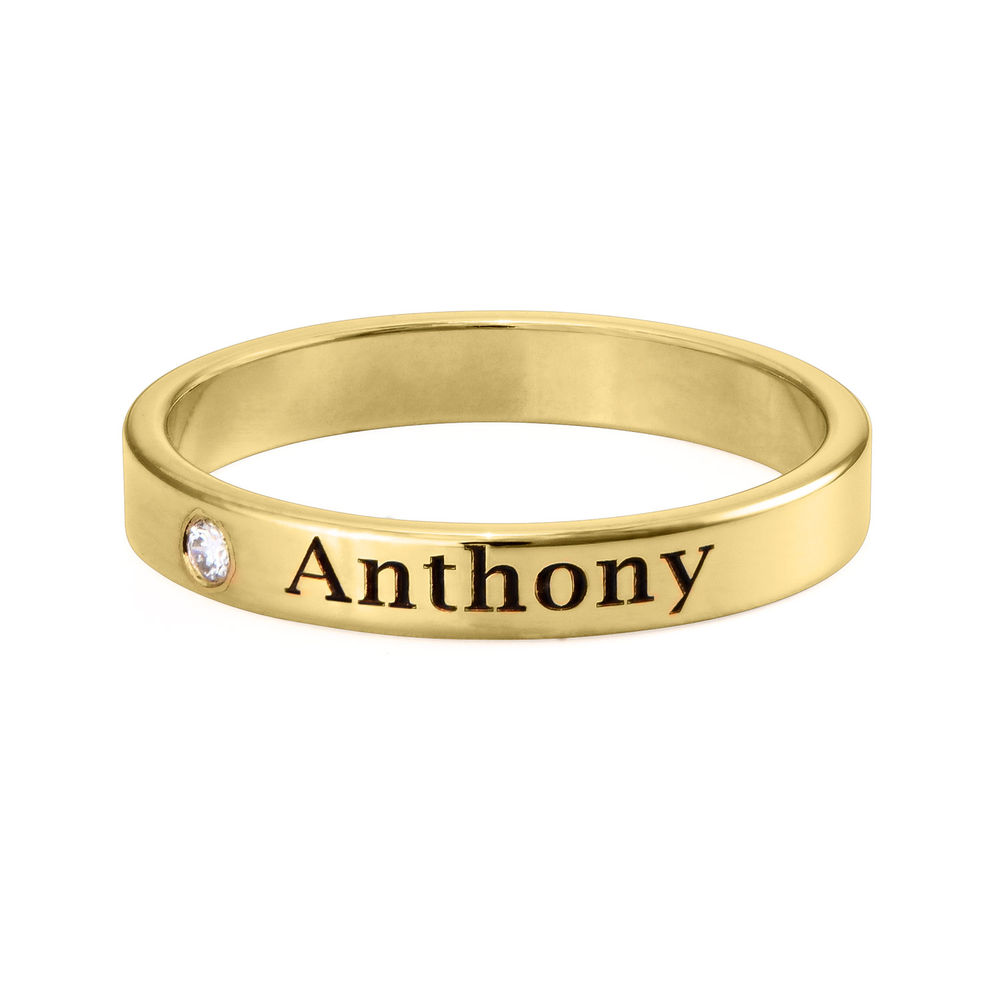 Stackable Name Ring in Gold Plating with Diamond - 1 product photo