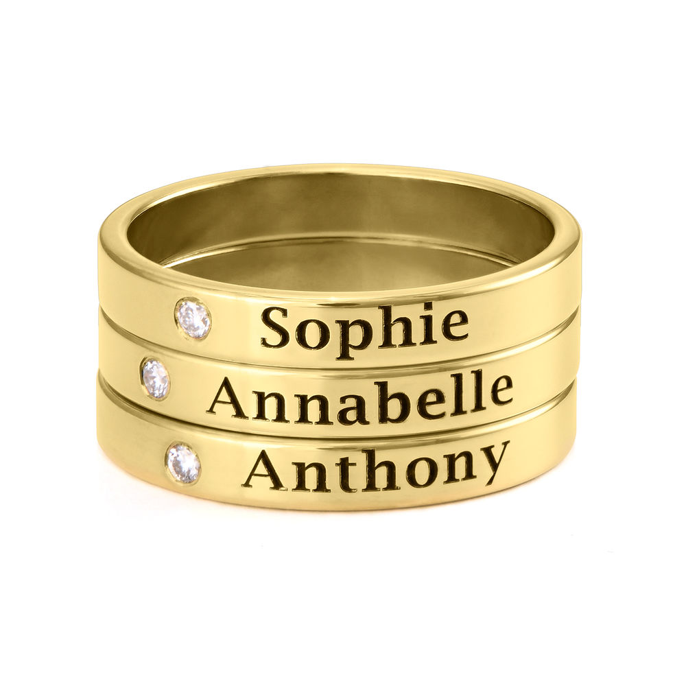Stackable Name Ring in Gold Plating with Diamond - 2 product photo