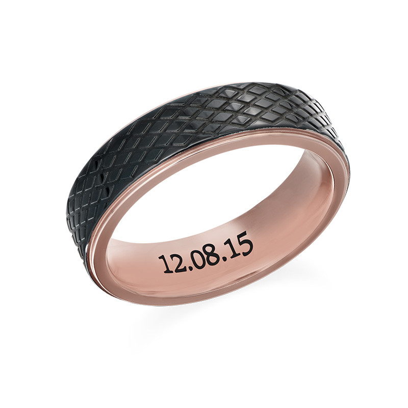 Stainless Steel Ring for Men-Black and Rose Gold Plating product photo