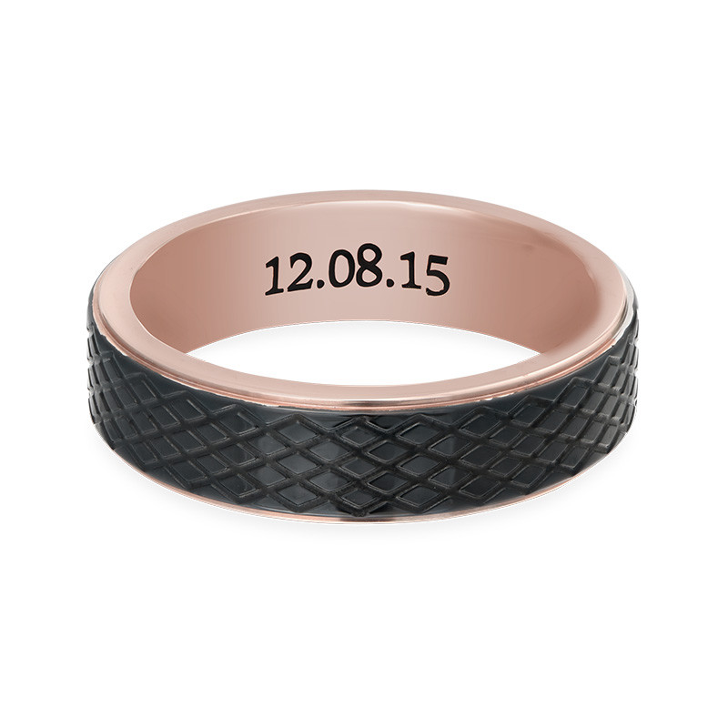 Stainless Steel Ring for Men-Black and Rose Gold Plating - 1 product photo