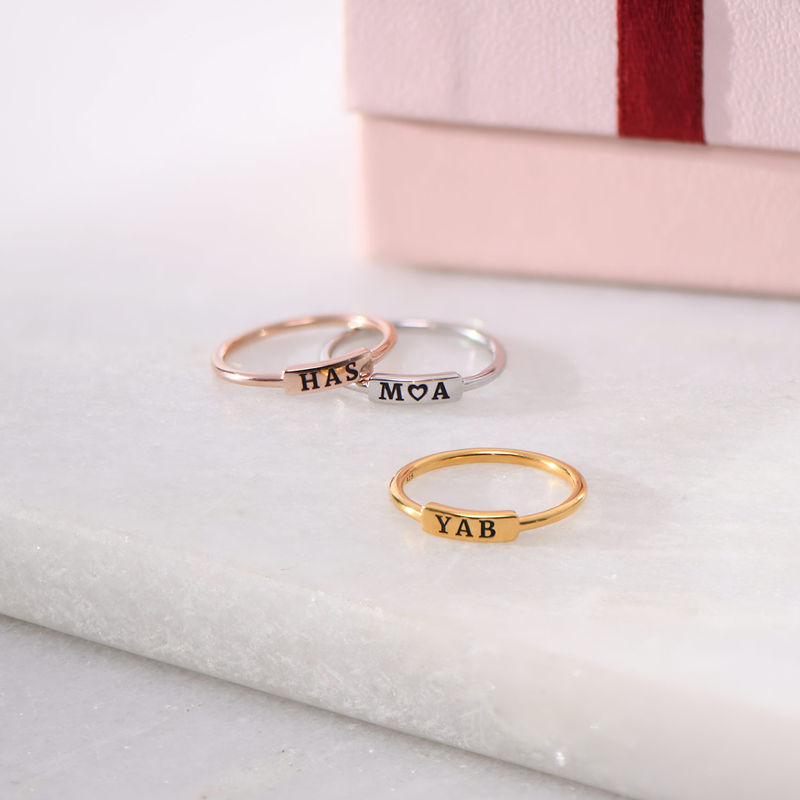 Stackable Nameplate Ring in Silver - 2 product photo