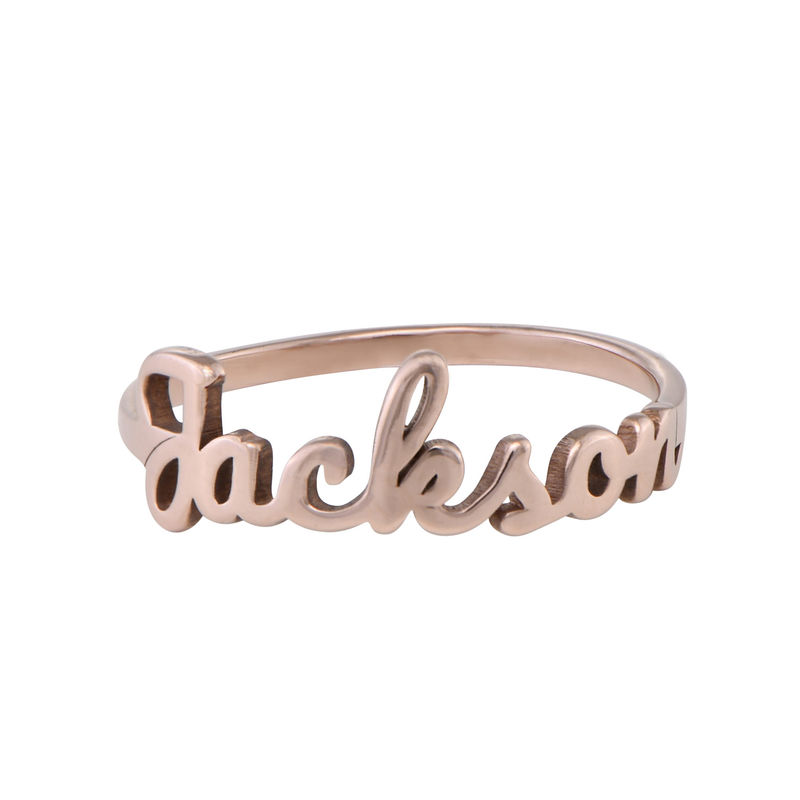 Script Name Ring in Rose Gold Plating - 1 product photo