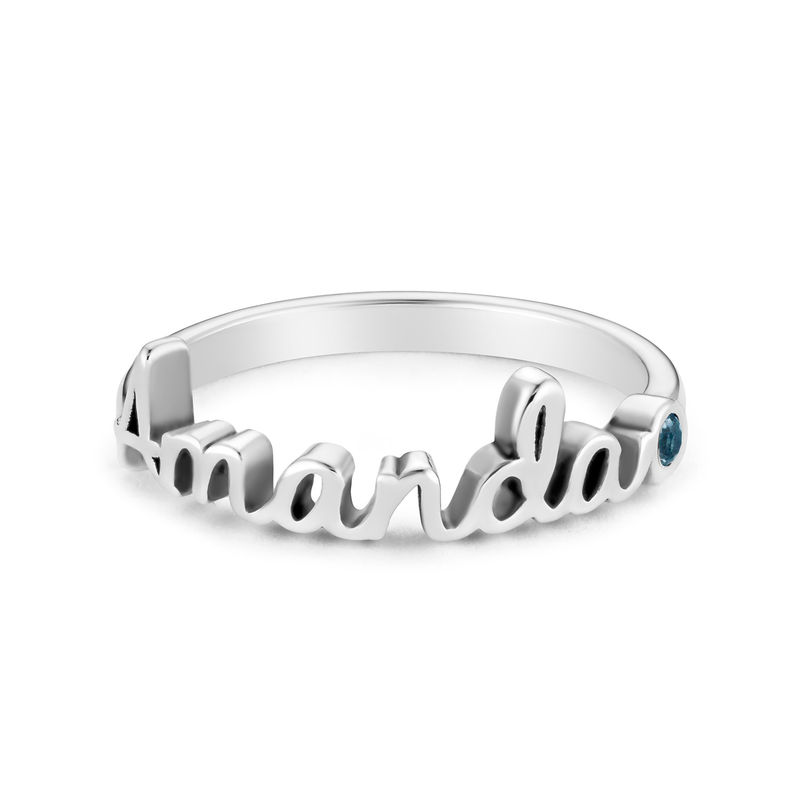 Personalized Birthstone Name Ring in Sterling Silver - 1 product photo