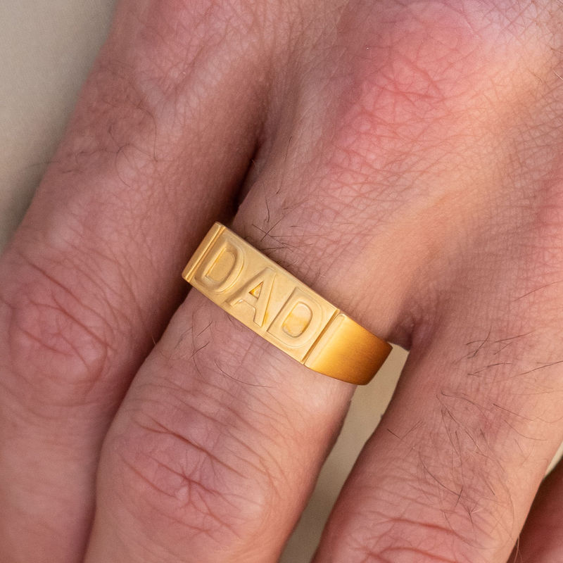 Dad Ring with Backside Engraving in 18K Gold Plating - 3