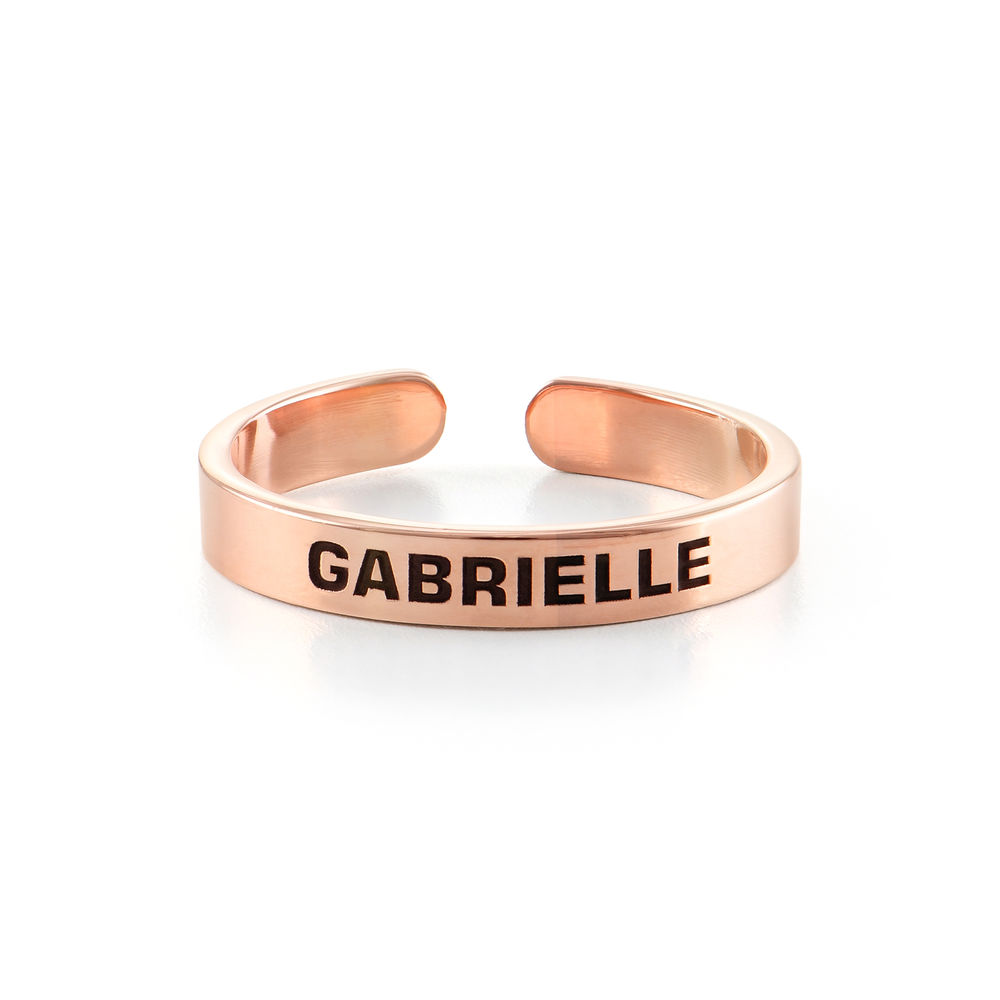 Open Adjustable Engraved Name Ring in Rose Gold Plating - 1 product photo