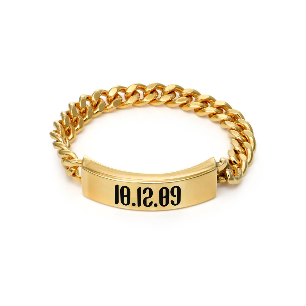 Engraved Name Link Ring in Gold Vermeil