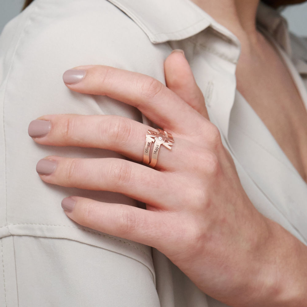 The Mom Diamond Ring in 18K Rose Gold Plating - 3 product photo
