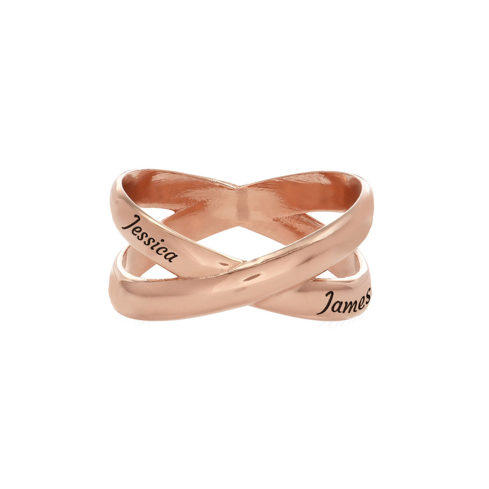 Custom Criss Cross Ring in 18k Rose Gold Plating product photo
