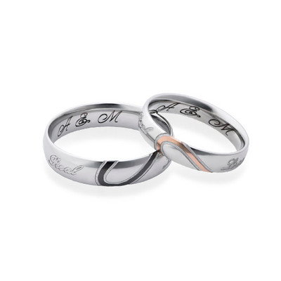 Couple's Promise Ring Set - Half Hearts - 1 product photo