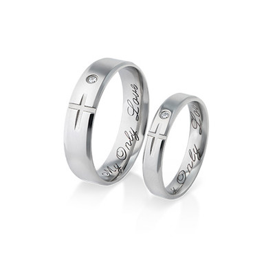 Couple's Promise Ring Set - Matching Crosses product photo