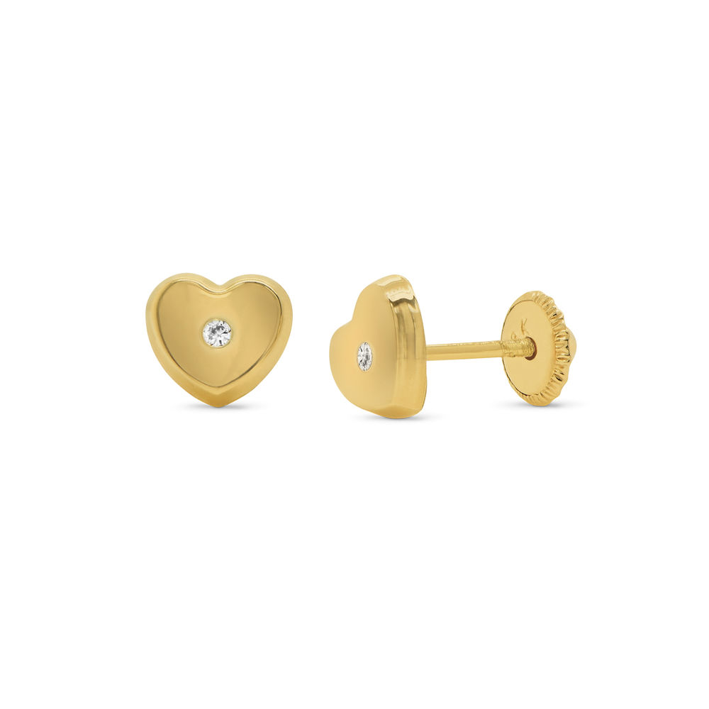 10K Gold Heart Stud Earrings product photo
