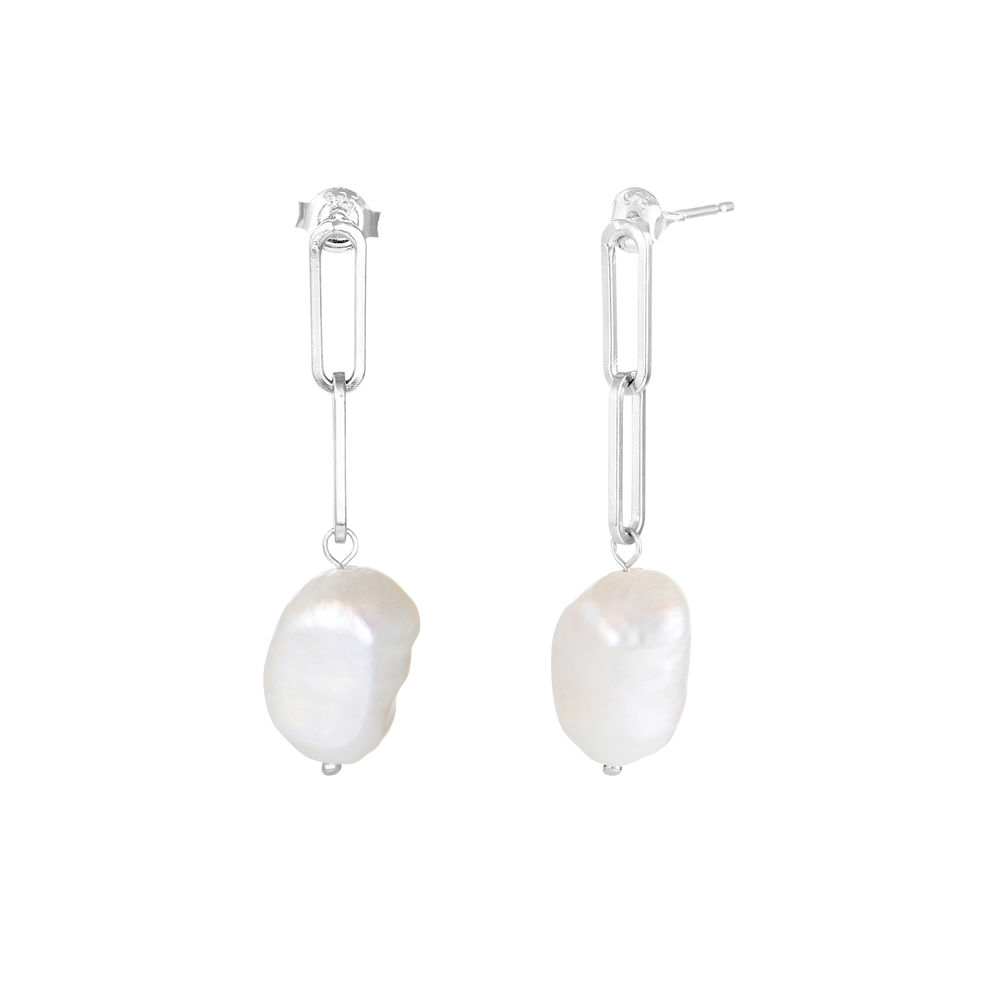 Baroque Pearl Links Earrings in Sterling Silver product photo