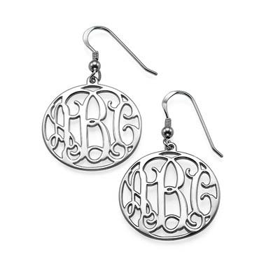 Sterling Silver Monogram Earrings Set