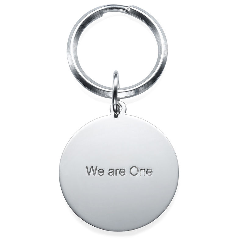 Engraved Round Photo Keychain in Stainless Steel - 1 product photo