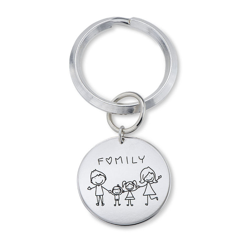 Personalized Disc Keychain with Kids Drawings
