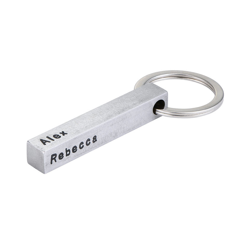 Personalized 3D Bar Keychain in Stainless Steel product photo