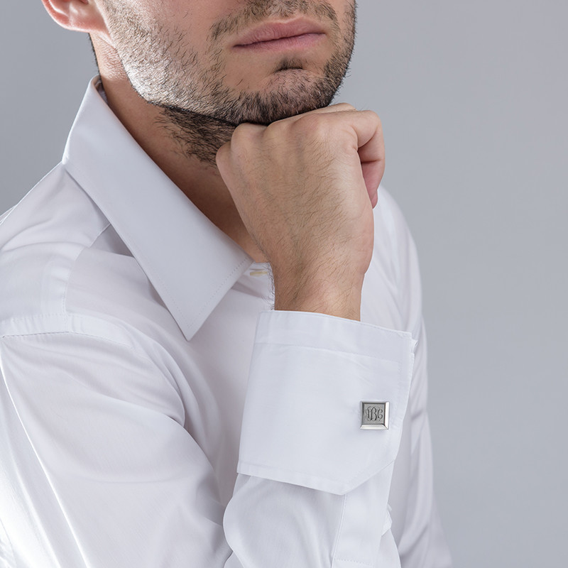 Monogrammed Cufflinks in Stainless Steel - 1 product photo