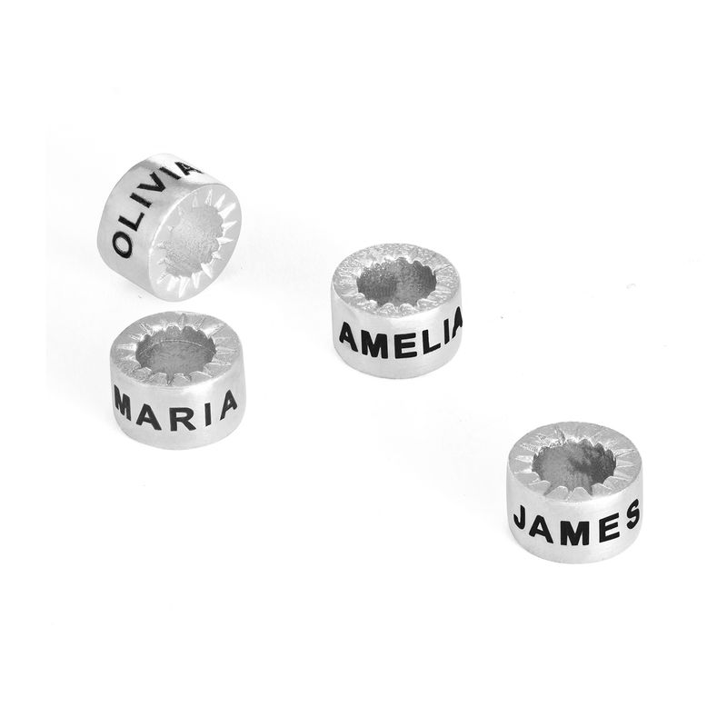 Custom Engraved Beads in Sterling Silver for Linda Jewelry