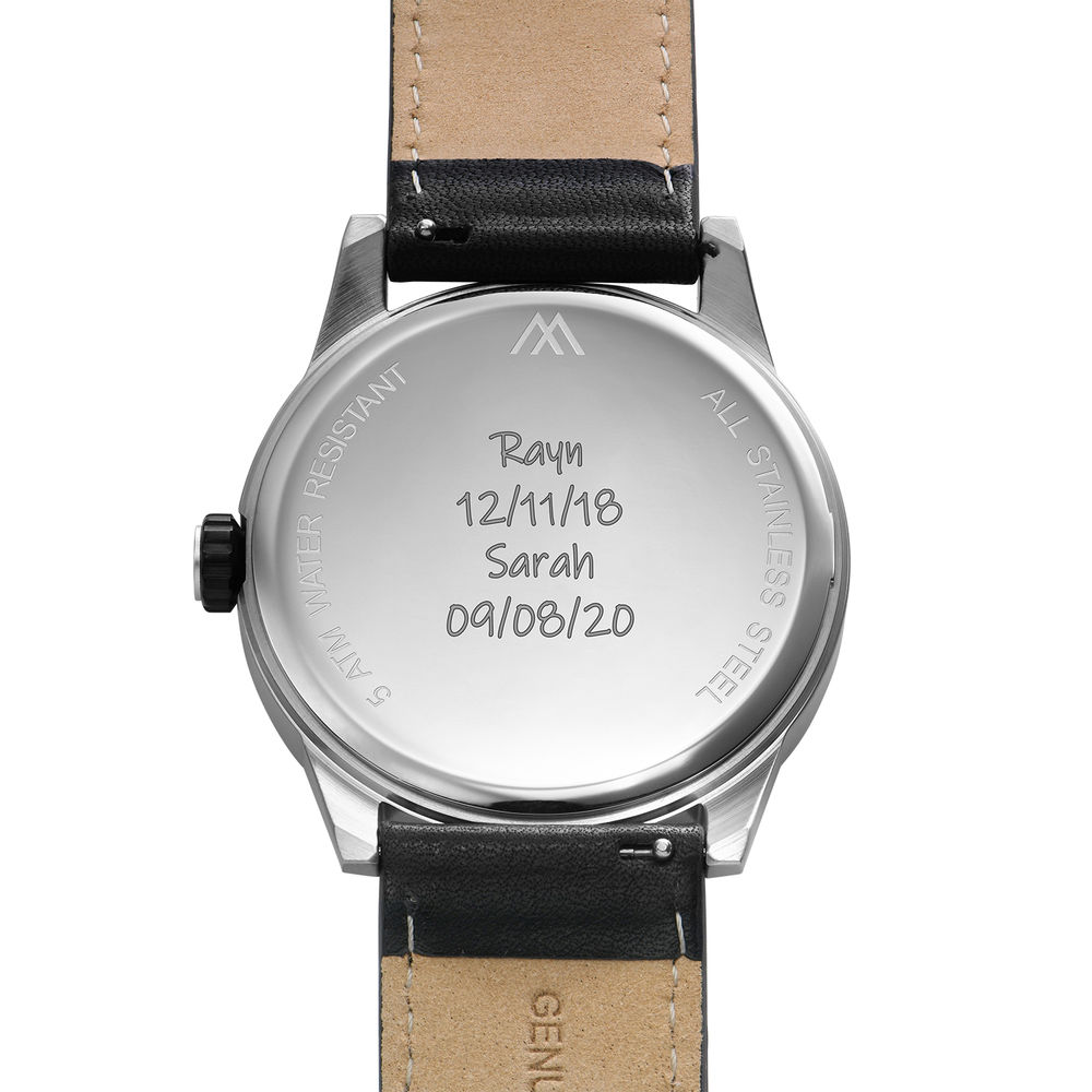 Odysseus Day Date Minimalist Leather Strap Watch - 4