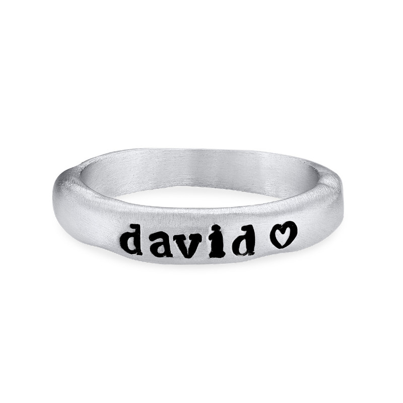 Stackable Engraved Ring with Names in Sterling Silver