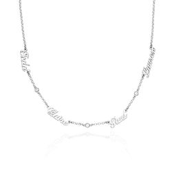 Diamond Multiple Name Necklace in Sterling Silver product photo